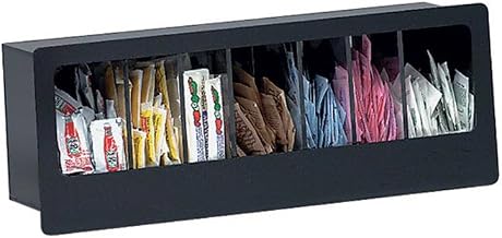 FMC-7 Seven Section Built-In Condiment Organizer, Black Acrylic, Holds Packeted Condiments, 7-1/4" H x 20" W x 5-3/8" D