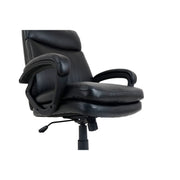 Executive Chair with High Back & Fixed Arms by Global Industrial – Leather, Black, Model 81158H-ANT