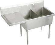 Elkay SS8260L0 Commercial 63" x 27-1/2" Floor Mount Double Compartment Scullery Sink