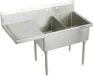 Elkay SS8260L0 Commercial 63" x 27-1/2" Floor Mount Double Compartment Scullery Sink