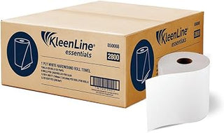KleenLine Essentials 2800 1-Ply White Hardwound Roll Towel, 850088, 7.8" x 800' | 6 Rolls/Case