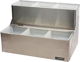 San Jamar Condiment Center Garnish Center, Chillable with Hinged Lid for Kitchen, Bar, And Restaurants, Stainless Steel, 6 Quarts, Silver