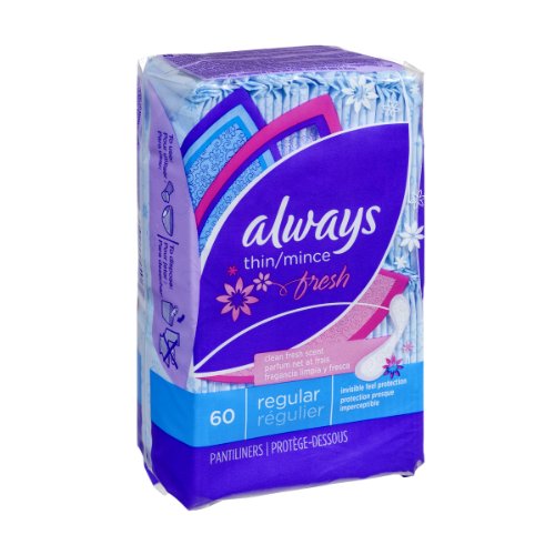 Fresh Incredibly Thin Daily Liners by Always – 60 EA, Cotton, Pack of 60, Model PPAX1210560