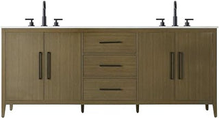 Elegant Kitchen and Bath 84" Double Bathroom Vanity in Chestnut Brown