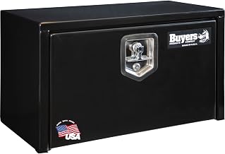 Buyers Products 1703350 Black Steel Underbody Truck Tool Box, 14x12x24 Inch | Truck Bed & Underbelly RV Storage Box, Locking T-Latch, Weather-Resistant, Heavy-Duty Flatbed Job Box, Made in USA