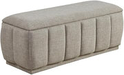 Lexicon Maize Textured Lift Top Storage Bench in Taupe