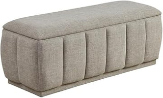 Lexicon Maize Textured Lift Top Storage Bench in Taupe