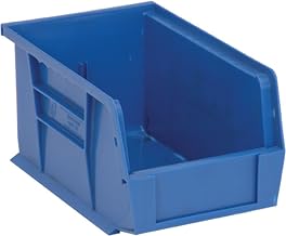 Quantum Storage QUS221 Heavy-Duty Stackable Plastic Storage Bins for Workshop, Warehouse & Garage, Ultra Stack & Hang, 9-1/4" x 6" x 5", Blue, 12-Pack