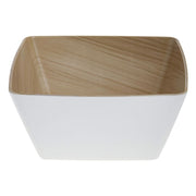 Serving Bowl White Melamine with Wood-Look Interior - 10"L x 10"W x 4 1/2"H by HUBERT – Melamine, White, Model M2364-WHT/LT WD