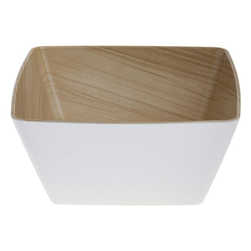 Serving Bowl White Melamine with Wood-Look Interior - 10"L x 10"W x 4 1/2"H by HUBERT – Melamine, White, Model M2364-WHT/LT WD