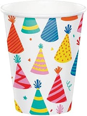 Creative Converting Hats Off Birthday Hats 9 Oz Paper Cups, 8 Count
