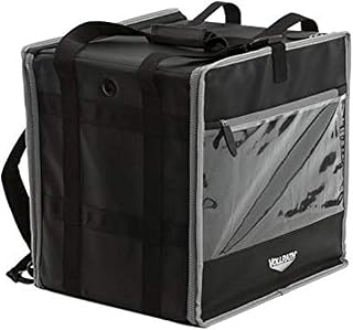 Vollrath VDBBM300 Insulated Food Delivery Backpack with Integrated Frame, High-Performance Nylon Shell, Reflective Piping, PVC Window Pockets, Adjustable Straps, 16" x 16" x 13", Black