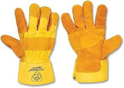 Tillman 1500YPP Bulk Split Cowhide & Canvas Work Gloves, Double Palm, Large, 12 pack