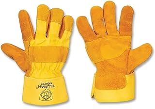Tillman 1500YPP Bulk Split Cowhide & Canvas Work Gloves, Double Palm, Large, 12 pack