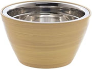 HUBERT Serving Bowl Butcher Block Faux Wood Melamine with Stainless Steel Insert - 7"Dia x 4"H