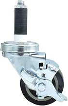 BK Resources 3" Polyurethane 1" Expanding Stem Swivel Caster for Work Tables with Top Lock Brake, NSF, 300lb Capacity Per Wheel