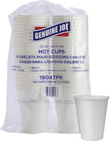 Genuine Joe GJO19047 Polyurethane-Lined Single-Wall Disposable Hot Cup, 12-Ounce Capacity, White (Pack of 50)