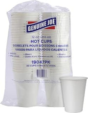 Genuine Joe GJO19047 Polyurethane-Lined Single-Wall Disposable Hot Cup, 12-Ounce Capacity, White (Pack of 50)