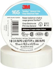 3M Vinyl Electrical Tape,165, Temflex, 3/4 in W x 60 ft L, 6 mil Thick, White 165WH4A - 1 Each