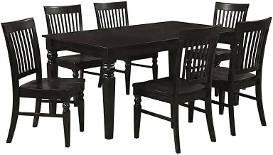 Furnifact Solid Wood Dining Table and Chairs 7 Piece Set with Butterfly Leaf, Dining Room Table Set for 6