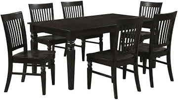 Furnifact Solid Wood Dining Table and Chairs 7 Piece Set with Butterfly Leaf, Dining Room Table Set for 6