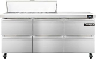 SW72-12-D Sandwich Unit, 72" W, With 12 Pan Top Openings & Six Drawers