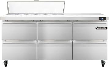 SW72-12-D Sandwich Unit, 72" W, With 12 Pan Top Openings & Six Drawers