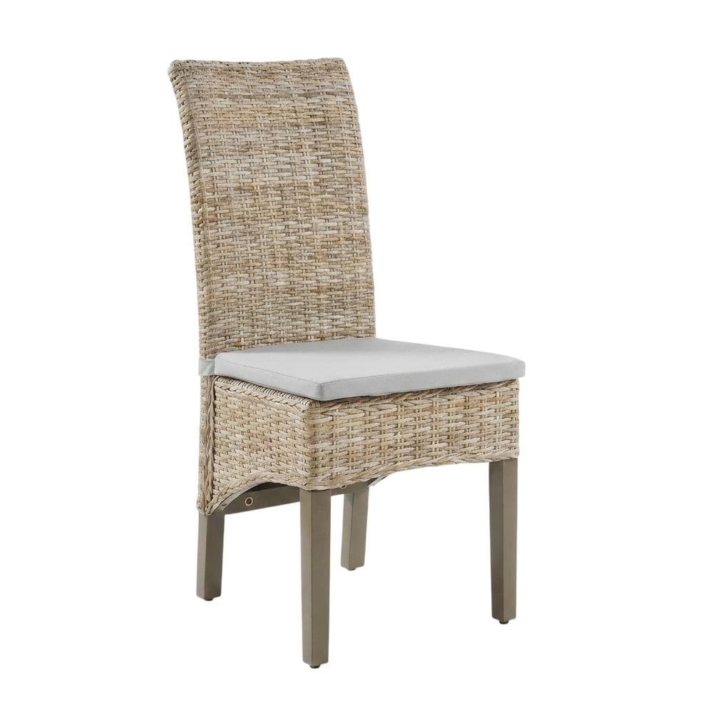 Gray Dining Chairs Set with Modern Design by Furnifact – Mahogany 50.00%,Rattan 40.00%,Polyester 5.00%,Foam 5.00%, Grey, Pack of 2