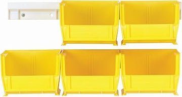 Quantum HNS220YL Hanging Rail System, 7-3/8-Inch Long by 4-1/8-Inch Wide by 3-Inch High, Yellow, Set of 6 bins and 2 rails