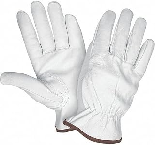 MCR Safety 3611L Goatskin Leather Drivers Work Gloves, White, Large, 1-Pair