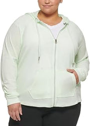 Calvin Klein Performance Plus Size Ruched Sleeve Zip Hoodie Refresh 1X