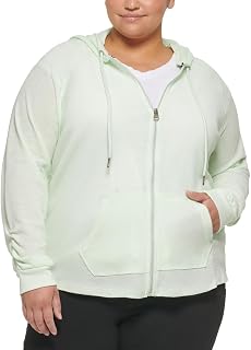 Calvin Klein Performance Plus Size Ruched Sleeve Zip Hoodie Refresh 1X