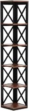 Furnifact Cherry Black 5-Tier Corner Bookcase with Multiple Shelves, Durable Non Lead Base Paint Finish, Space-Saving Design for Home and Office Storage
