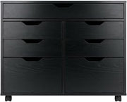 Furnifact Composite Wood Storage Cabinet with Open Shelves, Contemporary Buffet Cabinet for Kitchen or Pantry Cabinet, Black