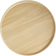 HUBERT Black Melamine Platter with Light Wood Interior - 11 4/5" Dia