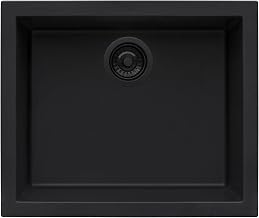 Ruvati 23 x 17 inch Granite Composite Quartz Undermount Single Bowl Wet Bar Prep Sink - Midnight Black - RVG2023BK