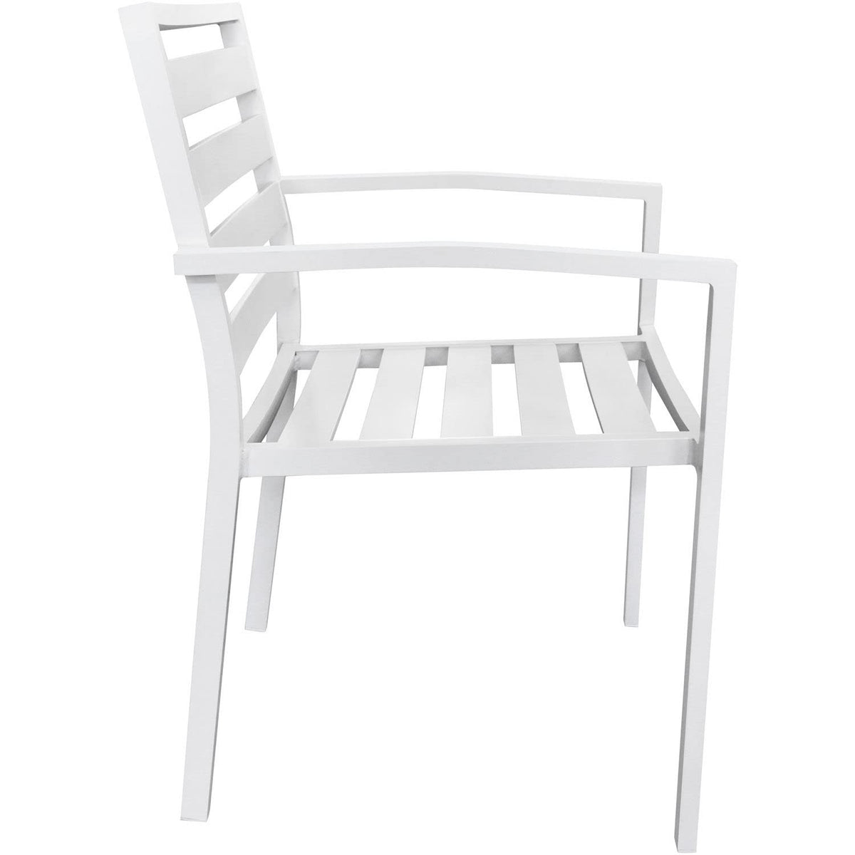 Aluminum Slatted Dining Armchair by Global Industrial – Aluminum, White, Model AL-02-WH