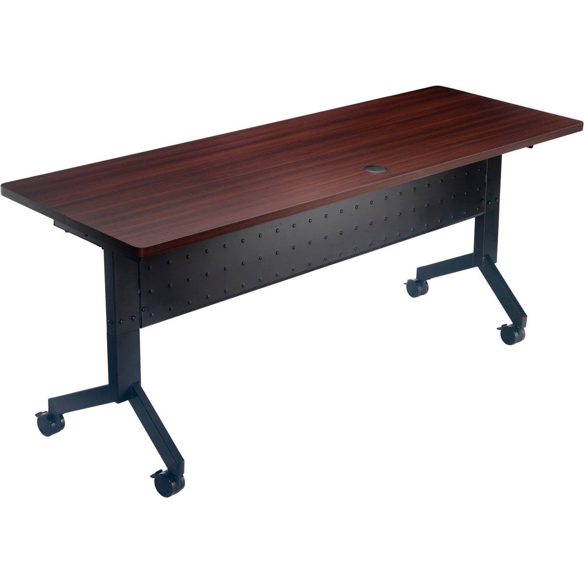 Interion Mobile Flip-Top Training Table with Modesty by Global Industrial – Engineered Wood, Walnut, Model 695125WN