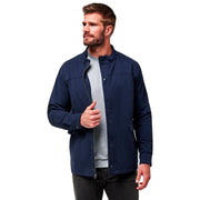 Men's Cloud Denim Full Zip Jacket by TravisMathew – Medium, Polyester Blend, Blue Nights, Model 1MZ499-4BLN