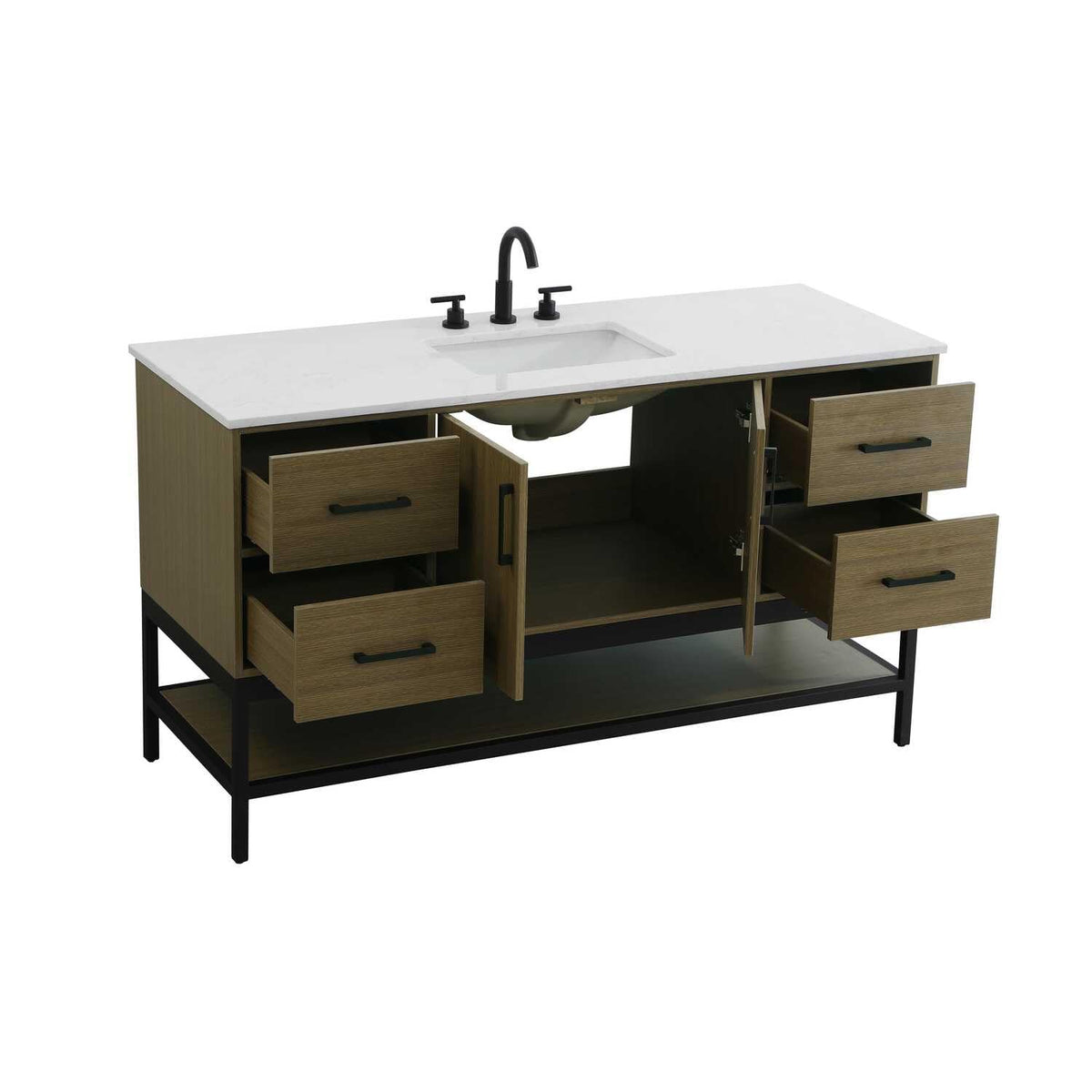 60" Single Bathroom Vanity in Chestnut Brown by Elegant Kitchen and Bath – unspecified, Engineered Wood, Medium Wood, Model VF60760MCB