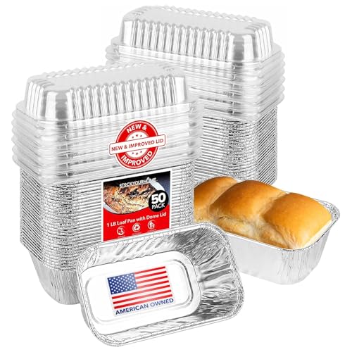 Stock Your Home Pans + Lids / 50 Pack / Silver Loaf Pans