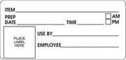 White Removable Prep Label Black Imprint - 4"L x 2"H