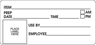 White Removable Prep Label Black Imprint - 4"L x 2"H