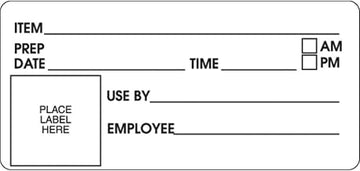 White Removable Prep Label Black Imprint - 4"L x 2"H