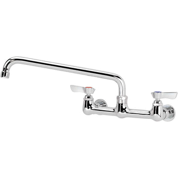 Silver Series 8" Center Wall Mount Faucet by Krowne – 18"L x 12"W x 2"H, Brass, Silver, Model 12-816L