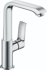 hansgrohe Metris Modern Upgrade Easy Install 1-Handle 1-Hole 10-inch Tall Bathroom Sink Faucet in Chrome, 31087001