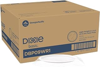 Georgia-Pacific Dixie Basic® 8.5” Wrapped Light-Weight Paper Plates by PRO, White, Individually Wrapped, DBP09WR1, 500 Plates Per Case