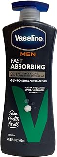 Vaseline Men Body & Face Lotion, Fast Absorbing 20.3 oz (Pack of 5)