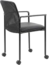 Mesh-Upholstered Guest Chair with Dual-Wheel Casters, Caressoft Seat, Tubular Steel Base, Ergonomic Reception and Office Seating