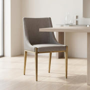 Grey and Brass Dining Chair by Starlight Canyon Home – Fabric, Metal, Grey
